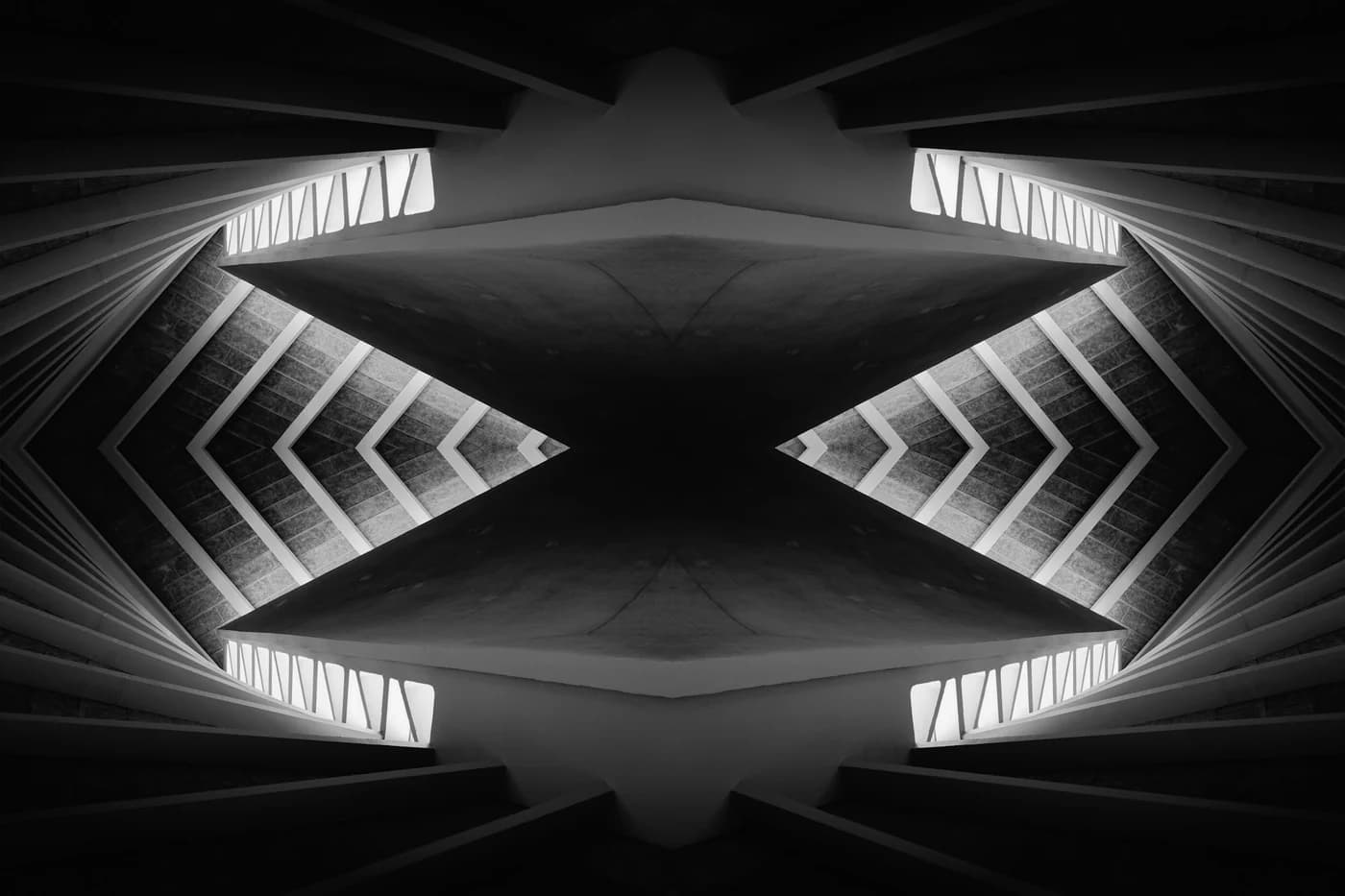 Mirrored concrete geometry and light at the Design Museum in London